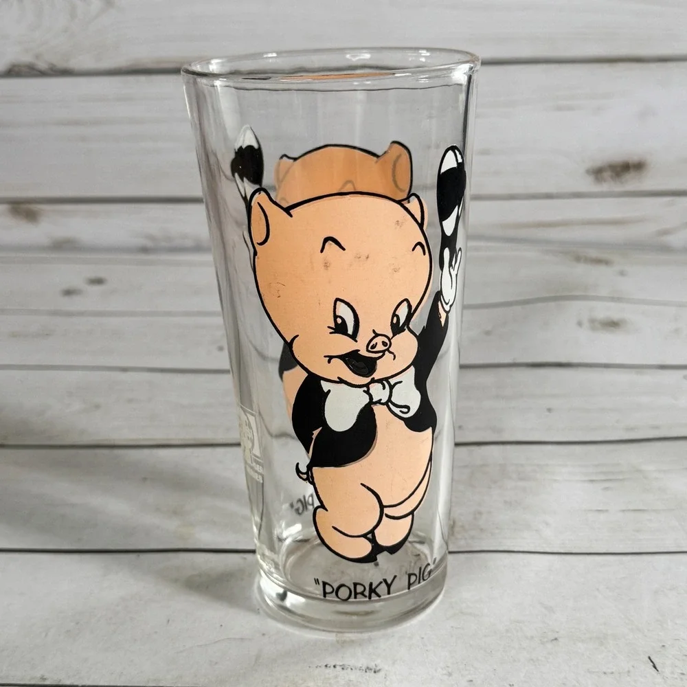 1973 Pepsi Porky Pig‎ Glass Warner Bros Looney Tunes Collector Series VTG